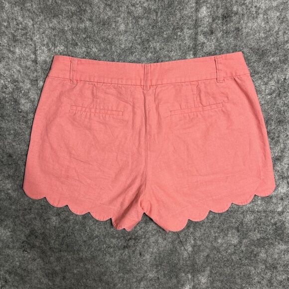 J. Crew Linen Scalloped Chino Shorts Women's 8 Pink Breathable - Picture 3 of 16
